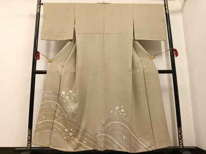平和屋着物●訪問着 絞り 舞花文 金銀彩 正絹 逸品 AABF6924ph
