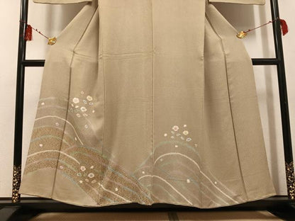 平和屋着物●訪問着 絞り 舞花文 金銀彩 正絹 逸品 AABF6924ph
