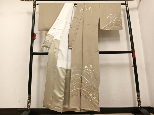 平和屋着物●訪問着 絞り 舞花文 金銀彩 正絹 逸品 AABF6924ph