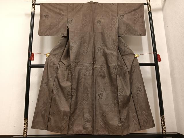 平和屋着物●本場大島紬 カタス7マルキ 枝花文 正絹 逸品 AABF6925ph