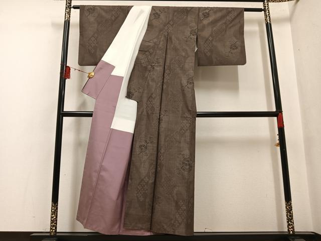 平和屋着物●本場大島紬 カタス7マルキ 枝花文 正絹 逸品 AABF6925ph