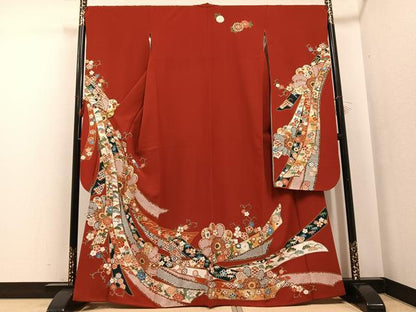 平和屋着物●豪華振袖 松竹梅花熨斗文 金彩 正絹 逸品 AABF6927ph