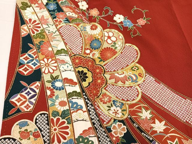 平和屋着物●豪華振袖 松竹梅花熨斗文 金彩 正絹 逸品 AABF6927ph