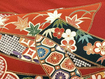 平和屋着物●豪華振袖 松竹梅花熨斗文 金彩 正絹 逸品 AABF6927ph