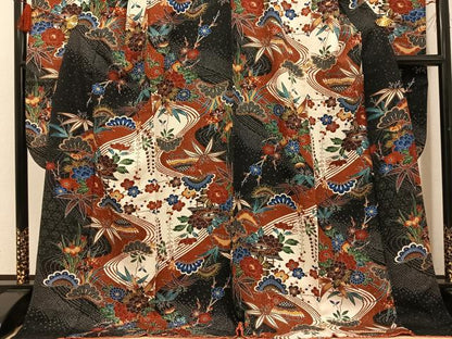 平和屋着物●豪華振袖 松竹梅草花文 金彩 ロング丈 正絹 逸品 AABF6928ph