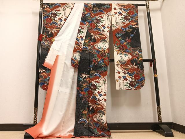 平和屋着物●豪華振袖 松竹梅草花文 金彩 ロング丈 正絹 逸品 AABF6928ph