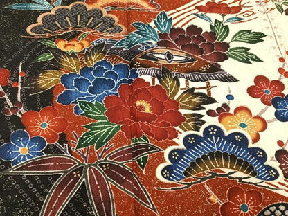 平和屋着物●豪華振袖 松竹梅草花文 金彩 ロング丈 正絹 逸品 AABF6928ph