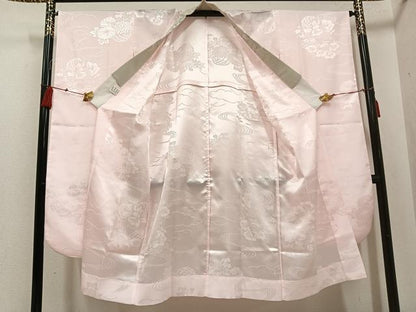 平和屋着物●振袖用長襦袢 無双仕立て 草花地紋 半衿刺繍 洗える着物 AABF6929ph