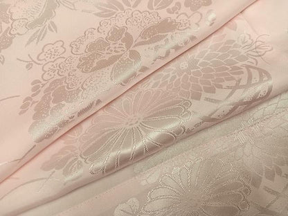 平和屋着物●振袖用長襦袢 無双仕立て 草花地紋 半衿刺繍 洗える着物 AABF6929ph