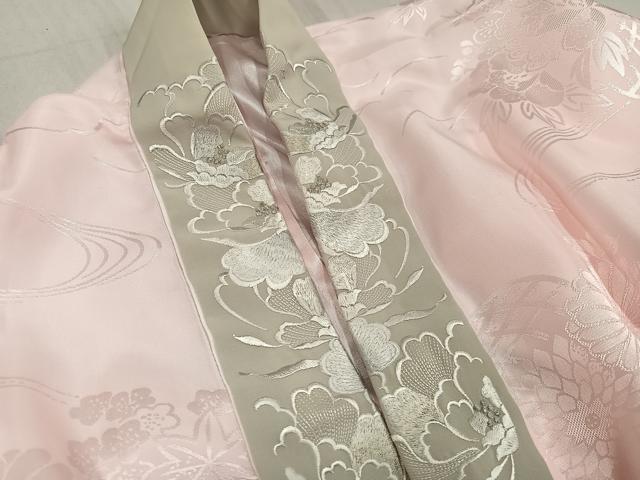平和屋着物●振袖用長襦袢 無双仕立て 草花地紋 半衿刺繍 洗える着物 AABF6929ph