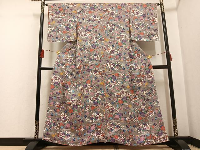 平和屋着物●上質な小紋 型染め 花鳥文 正絹 逸品 未使用 AABF6930ph