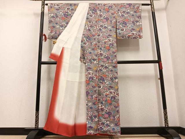 平和屋着物●上質な小紋 型染め 花鳥文 正絹 逸品 未使用 AABF6930ph