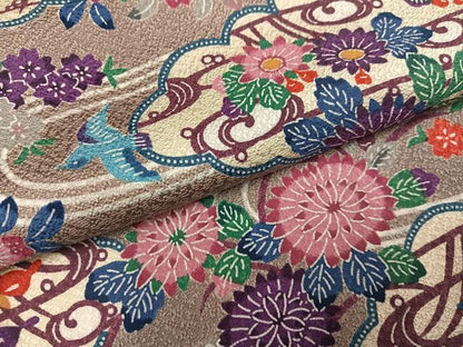 平和屋着物●上質な小紋 型染め 花鳥文 正絹 逸品 未使用 AABF6930ph