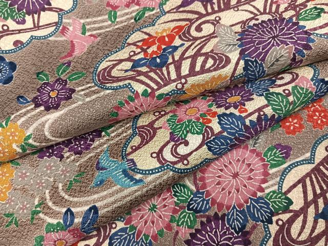 平和屋着物●上質な小紋 型染め 花鳥文 正絹 逸品 未使用 AABF6930ph