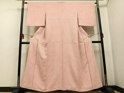 平和屋着物●上質な色無地 辻が花地紋 赤香色 正絹 逸品 AABF6935ph