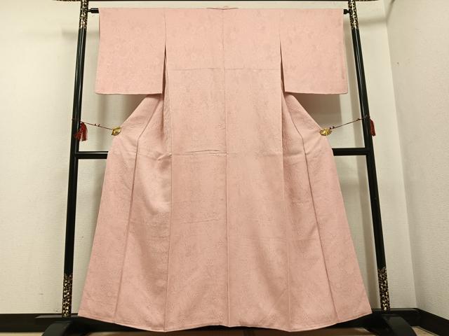 平和屋着物●上質な色無地 辻が花地紋 赤香色 正絹 逸品 AABF6935ph