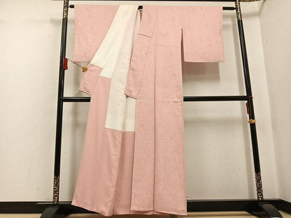 平和屋着物●上質な色無地 辻が花地紋 赤香色 正絹 逸品 AABF6935ph