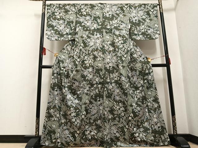平和屋着物●上質な小紋 辻が花 絞り 金彩 正絹 逸品 AABF6937ph