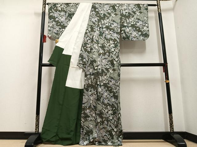 平和屋着物●上質な小紋 辻が花 絞り 金彩 正絹 逸品 AABF6937ph