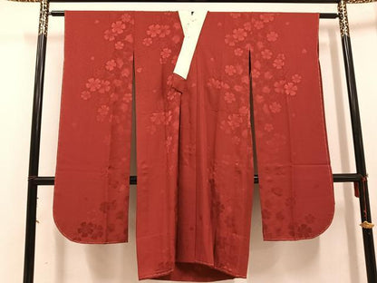 平和屋着物●振袖用長襦袢 無双仕立て 花地紋 蘇芳色 やまと誂製 正絹 逸品 AABF6938ph
