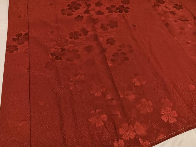 平和屋着物●振袖用長襦袢 無双仕立て 花地紋 蘇芳色 やまと誂製 正絹 逸品 AABF6938ph