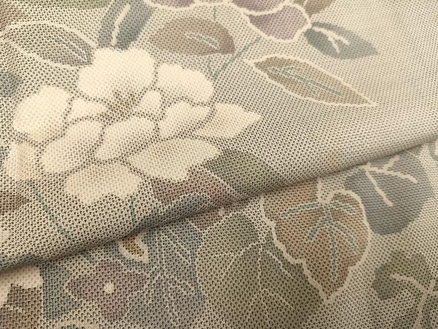 平和屋着物●本場大島紬 訪問着 白大島 カタス9マルキ 草花文 正絹 逸品 AABF6939ph