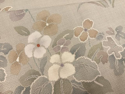 平和屋着物●本場大島紬 訪問着 白大島 カタス9マルキ 草花文 正絹 逸品 AABF6939ph