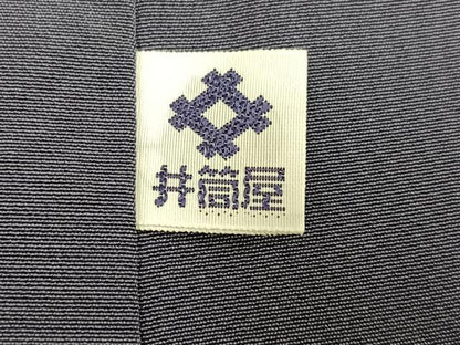 平和屋着物●上質な小紋 松竹梅草花文 黒地 鬼しぼ縮緬 正絹 逸品 AABF6940ph