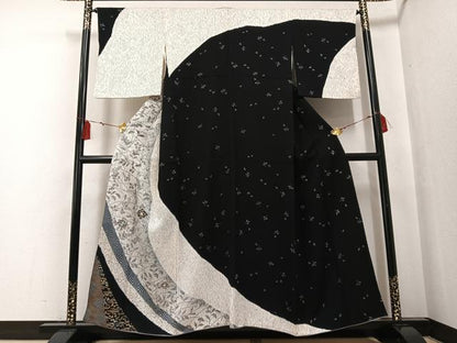 平和屋着物●訪問着 刺繍 草花文 金糸 正絹 逸品 AABF6941ph