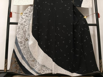 平和屋着物●訪問着 刺繍 草花文 金糸 正絹 逸品 AABF6941ph