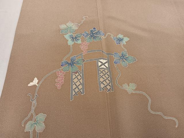 平和屋着物●本加賀友禅作家 白坂幸蔵 色留訪問着 葡萄蔦の葉文 正絹 逸品 AABF6942ph