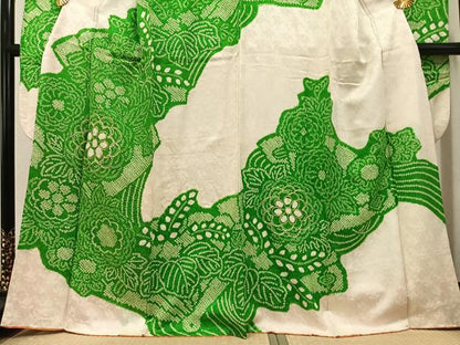 平和屋着物●豪華振袖 駒刺繍 絞り 草花文 正絹 逸品 AABF6945ph