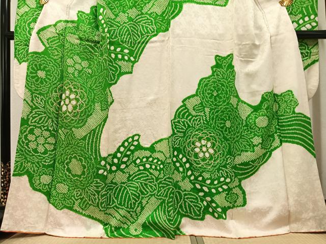 平和屋着物●豪華振袖 駒刺繍 絞り 草花文 正絹 逸品 AABF6945ph