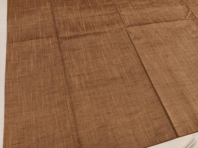 平和屋着物●上質な紬 色無地 枇杷茶色 正絹 逸品 AABF6947ph