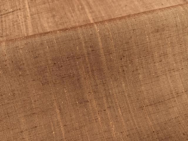 平和屋着物●上質な紬 色無地 枇杷茶色 正絹 逸品 AABF6947ph
