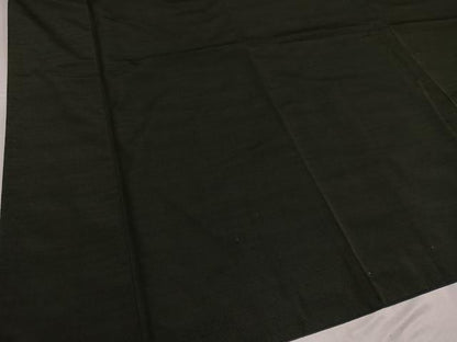 平和屋着物●男性 紬 アンサンブル 色無地 黒緑色 正絹 逸品 AABF6949ph