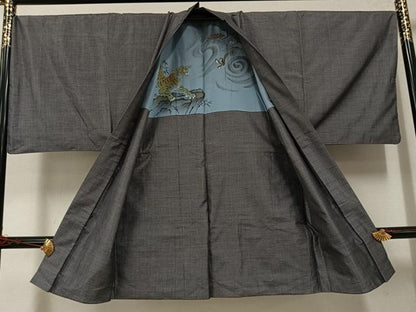 平和屋着物●男性 紬 アンサンブル 長襦袢(袷)セット 正絹 逸品 AABF6951ph