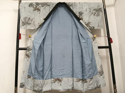 平和屋着物●男性 紬 アンサンブル 長襦袢(袷)セット 正絹 逸品 AABF6951ph