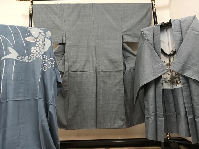 平和屋着物●男性 本場大島紬 アンサンブル 長襦袢(袷)セット 100亀甲 総詰め 正絹 逸品 AABF6953ph
