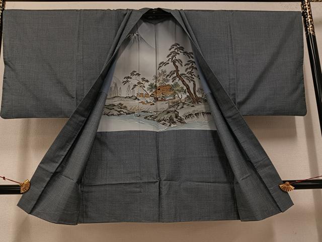 平和屋着物●男性 本場大島紬 アンサンブル 長襦袢(袷)セット 100亀甲 総詰め 正絹 逸品 AABF6953ph