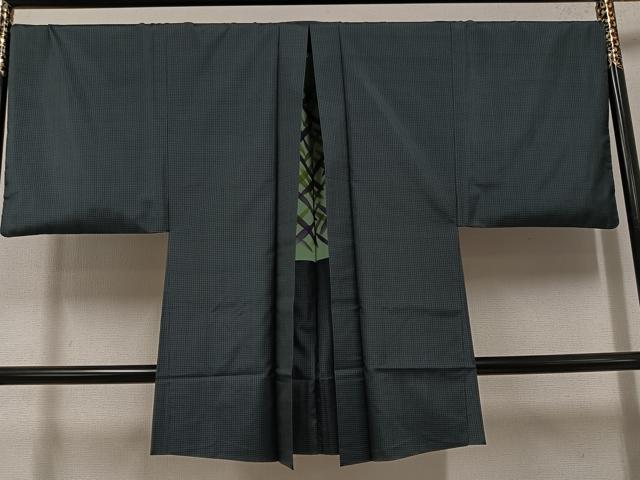 平和屋着物●男性 本場大島紬 アンサンブル 格子 正絹 逸品 AABF6954ph
