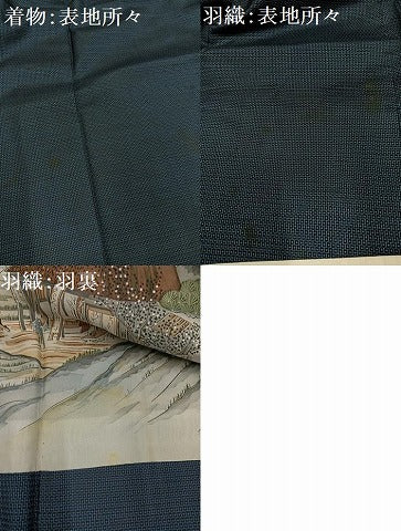 平和屋着物●男性 本場大島紬 アンサンブル 100亀甲 総詰め 正絹 逸品 AABF6955ph