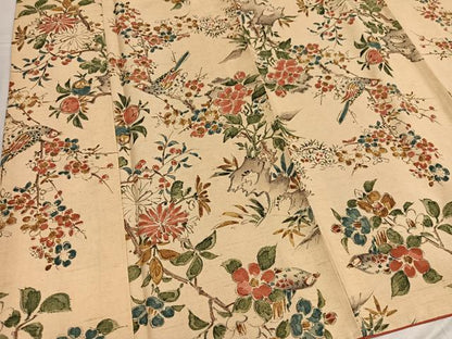 平和屋着物●上質な小紋 紬地 手描き 花鳥文 正絹 逸品 未使用 AABF6961ph