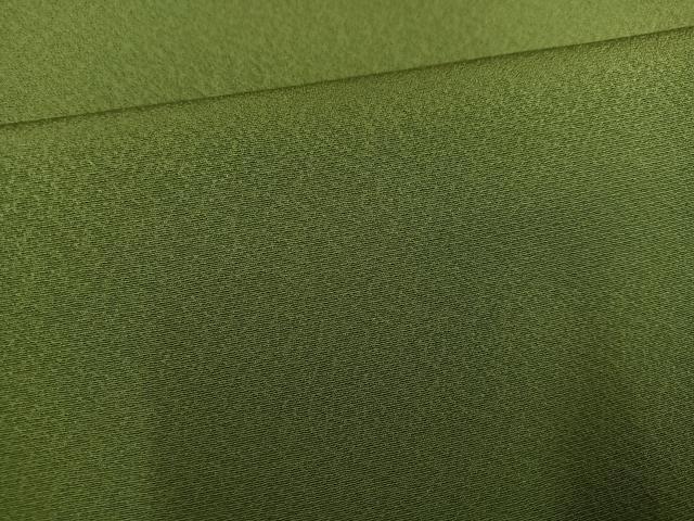 平和屋着物●上質な色無地 堅牢草木染 国防色 丹後ちりめん 反端付き ロング丈 正絹 逸品 AABF6962ph