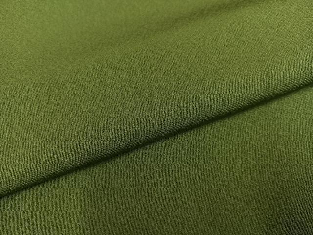 平和屋着物●上質な色無地 堅牢草木染 国防色 丹後ちりめん 反端付き ロング丈 正絹 逸品 AABF6962ph