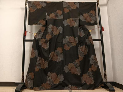 平和屋着物●本場大島紬 一元7マルキ 花尽くし 正絹 逸品 AABF6971ph