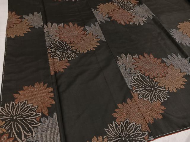 平和屋着物●本場大島紬 一元7マルキ 花尽くし 正絹 逸品 AABF6971ph