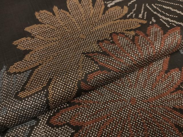 平和屋着物●本場大島紬 一元7マルキ 花尽くし 正絹 逸品 AABF6971ph
