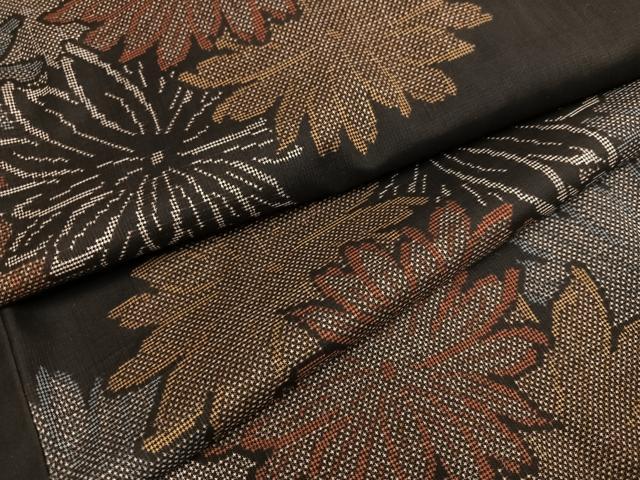 平和屋着物●本場大島紬 一元7マルキ 花尽くし 正絹 逸品 AABF6971ph