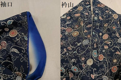 平和屋着物●上質な小紋 花唐草文 鬼しぼ縮緬 正絹 逸品 AABF6972ph